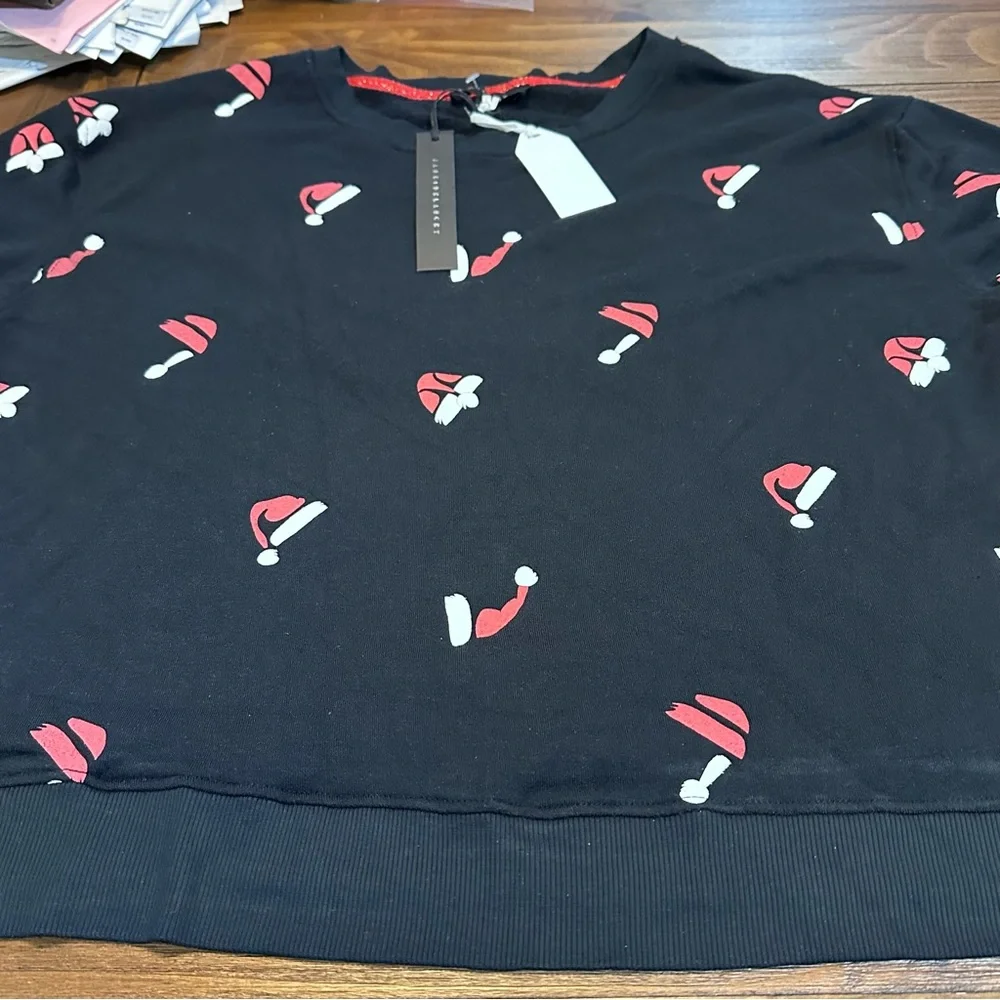 Jane + Delancey Naughty/Nice‎ Santa Hat Print women’s Sweatshirt XL